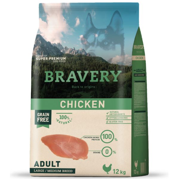 Bravery Alimento Chicken Adult Large Medium Breeds 12kg