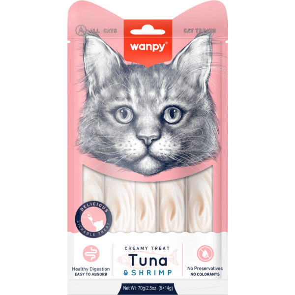 Wanpy Cat Snack Creamy Tuna Shrimp Cremoso De Atun Camaron 70gr