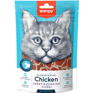 Wanpy Cat Snack Sushi Rollitos De Pollo Bacalao 80gr