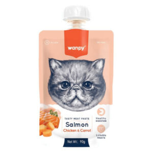 Wanpy Cat Snack Tasty Meat Salmon Pasta Cremosa De Salmon 90g