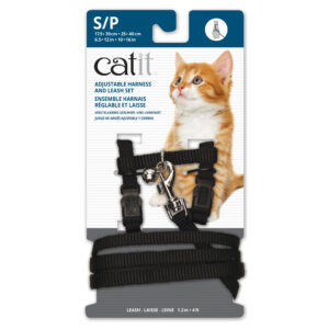 Catit Arnés Gato con Correa Negra – Small