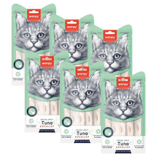 Pack 6 X Wanpy Cat Snack Creamy Tuna Shrimp Atun Camaron 70gr 3