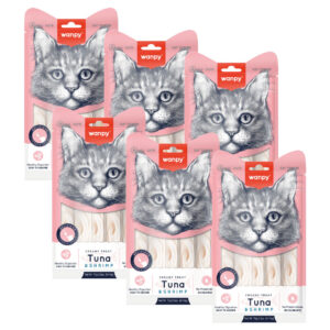 Pack 6 X Wanpy Cat Snack Creamy Tuna Shrimp Atun Camaron 70gr