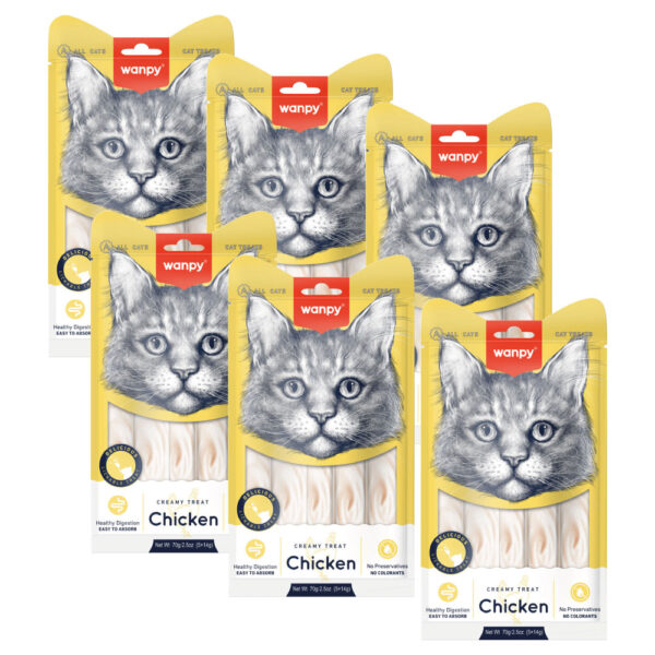 Pack 6 X Wanpy Cat Snack Creamy Tuna Shrimp Atun Camaron 70gr 5