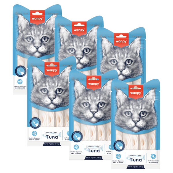 Pack 6 X Wanpy Cat Snack Creamy Tuna Shrimp Atun Camaron 70gr 8